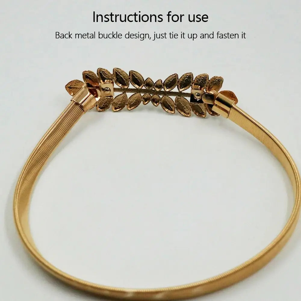 Elastic Metal Leaf Curtain Tiebacks – Gold & Silver Chain Belt