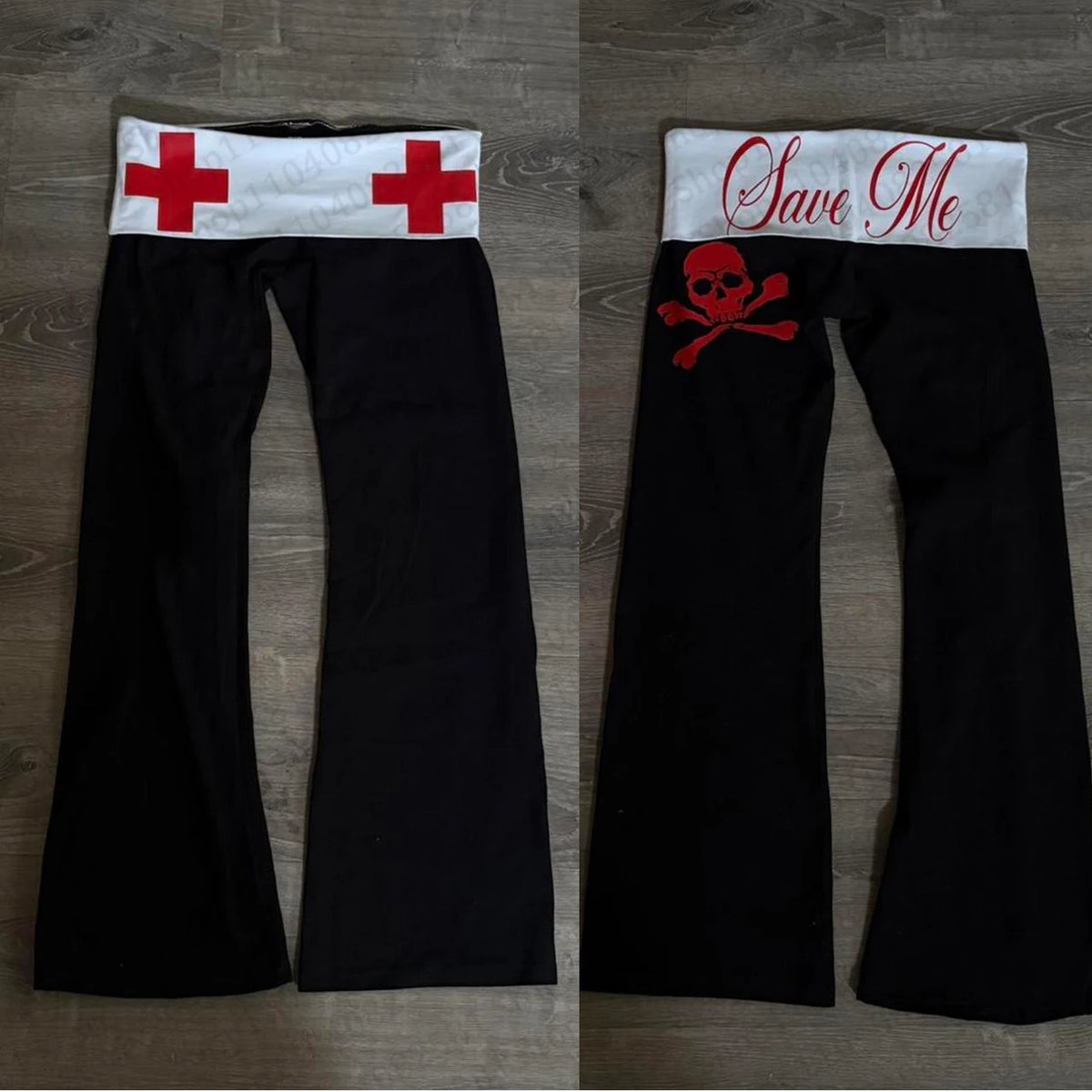 Y2K Gothic Punk Flare Pants – High-Waisted Lace-Up Trousers
