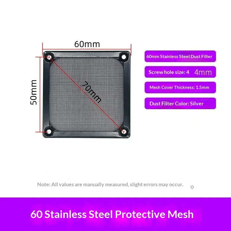 PC Fan Dust Filter 60/80/90/120mm – Steel Mesh Aluminum Frame