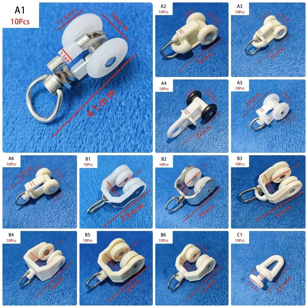 10-Pack Curtain Track Rollers – Straight & Curved Rail Wheels
