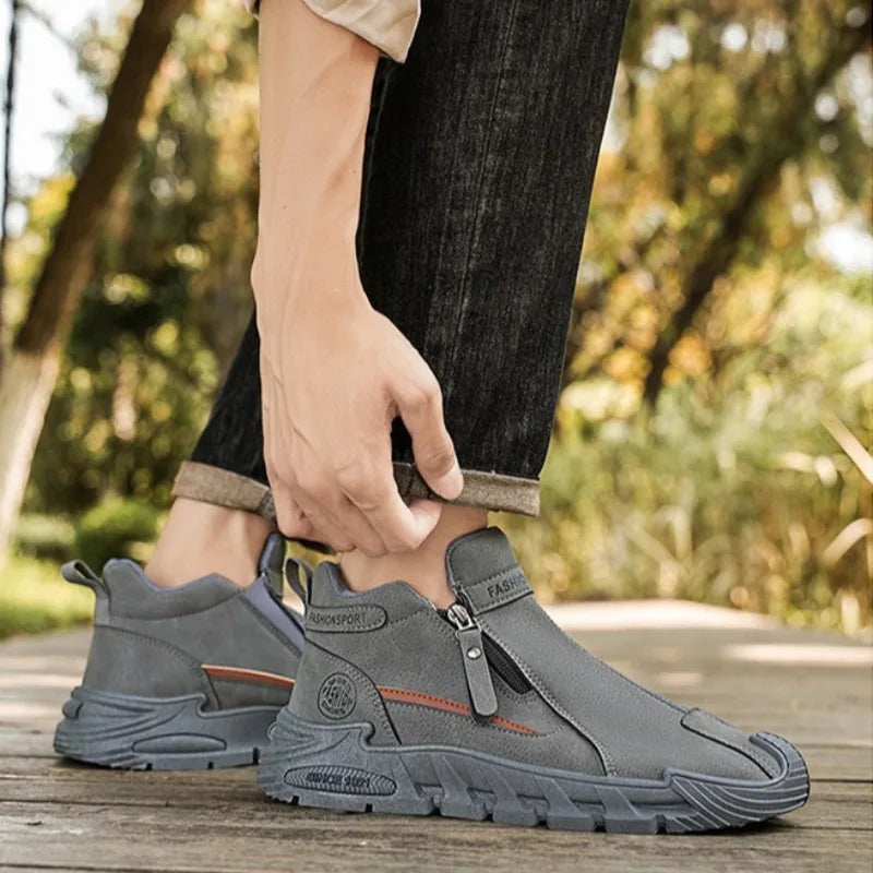Men's Zipper Casual Sneakers – Non-Slip Outdoor Climbing Shoes