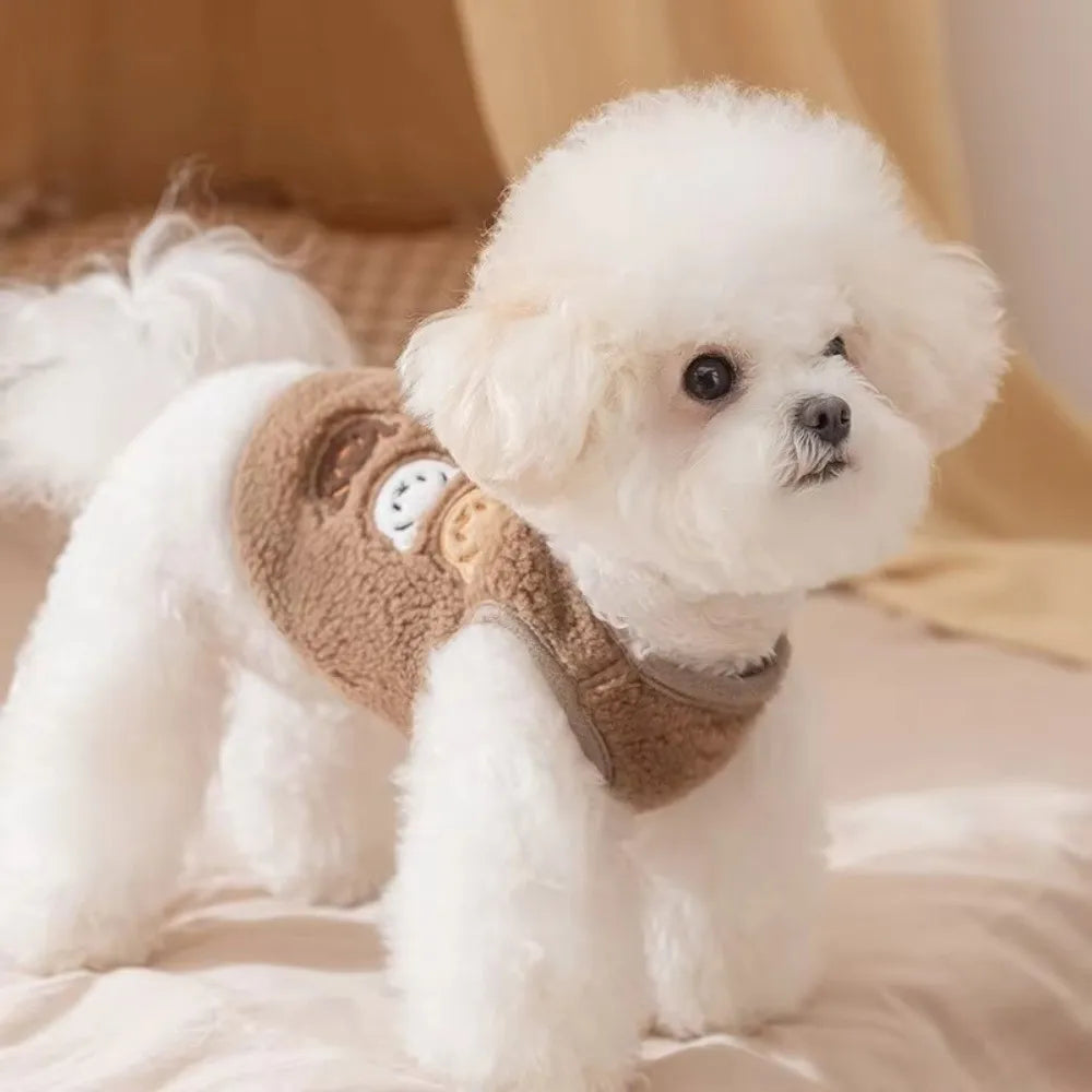 Cartoon Bear Fleece Dog Vest – Warm Windproof Puppy Costume
