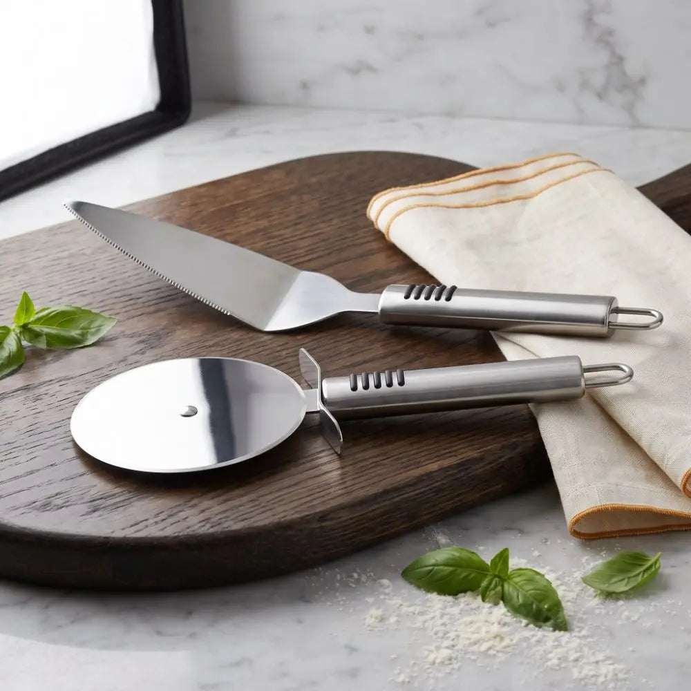 Stainless Steel Pizza Cutter & Spatula Set – 2-Piece Kit