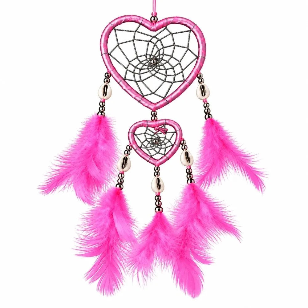 Handmade Boho Heart Dream Catcher – 15.75" Wall Hanging Decor