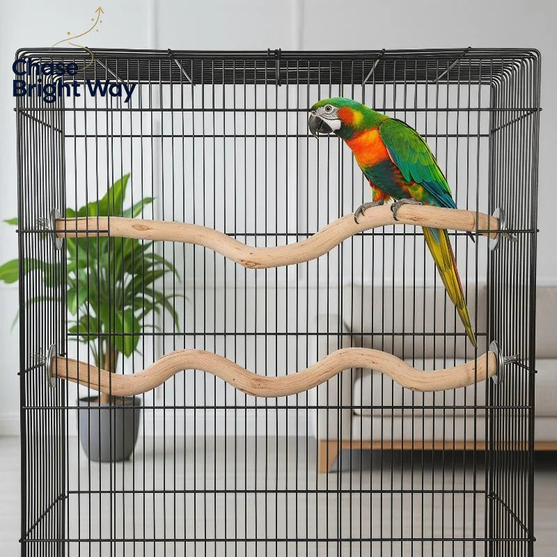 Natural Wood Parrot Perch Branch Stick – Bird Cage Stand & Paw File