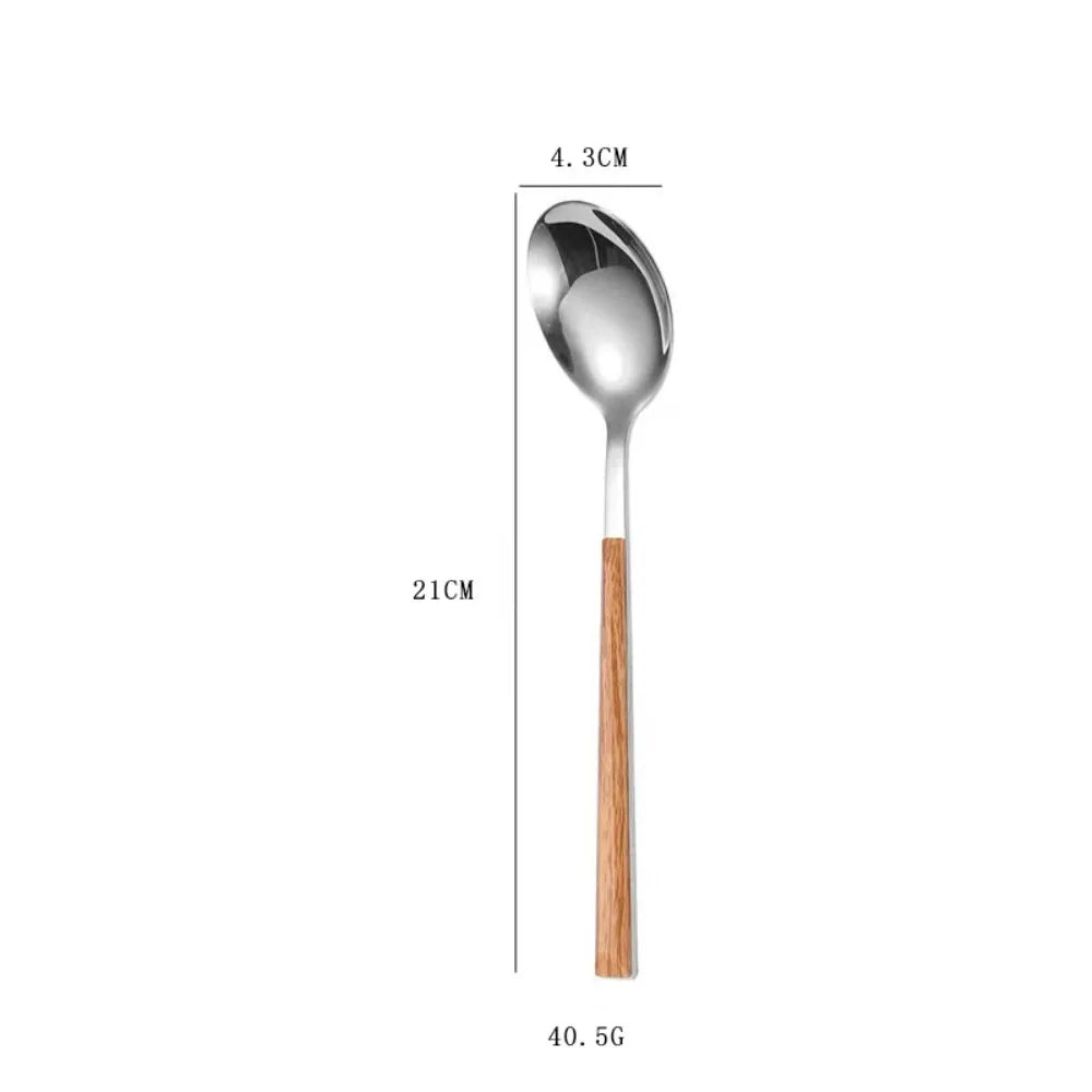 Wood Grain Stainless Steel Cutlery – Spoon Fork Knife Set