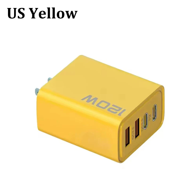 4-Port 120W USB-C PD Fast Charger – Quick Charge 3.0 Adapter