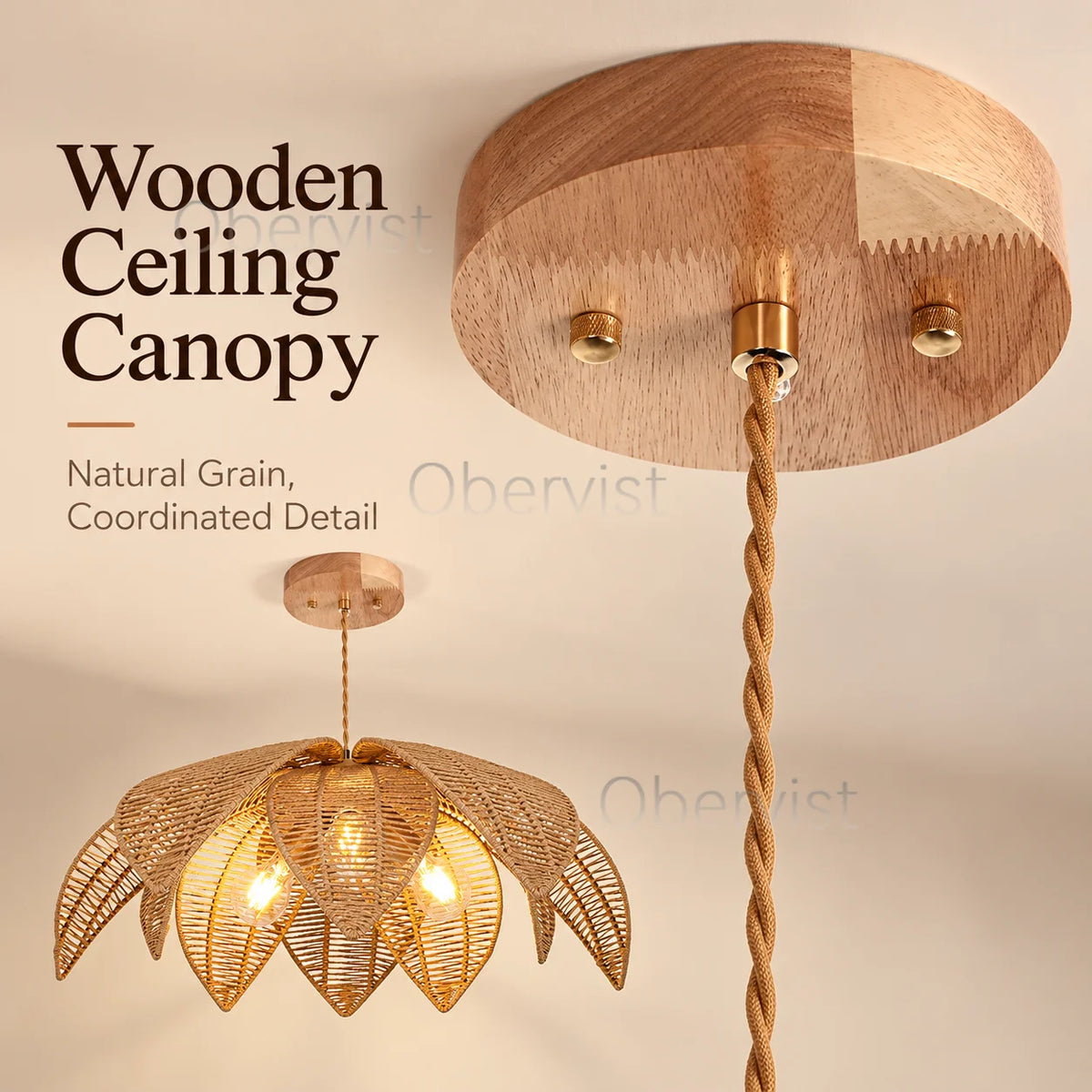 Woven Rattan Pendant Light – Vintage Nordic Hanging Lamp E27