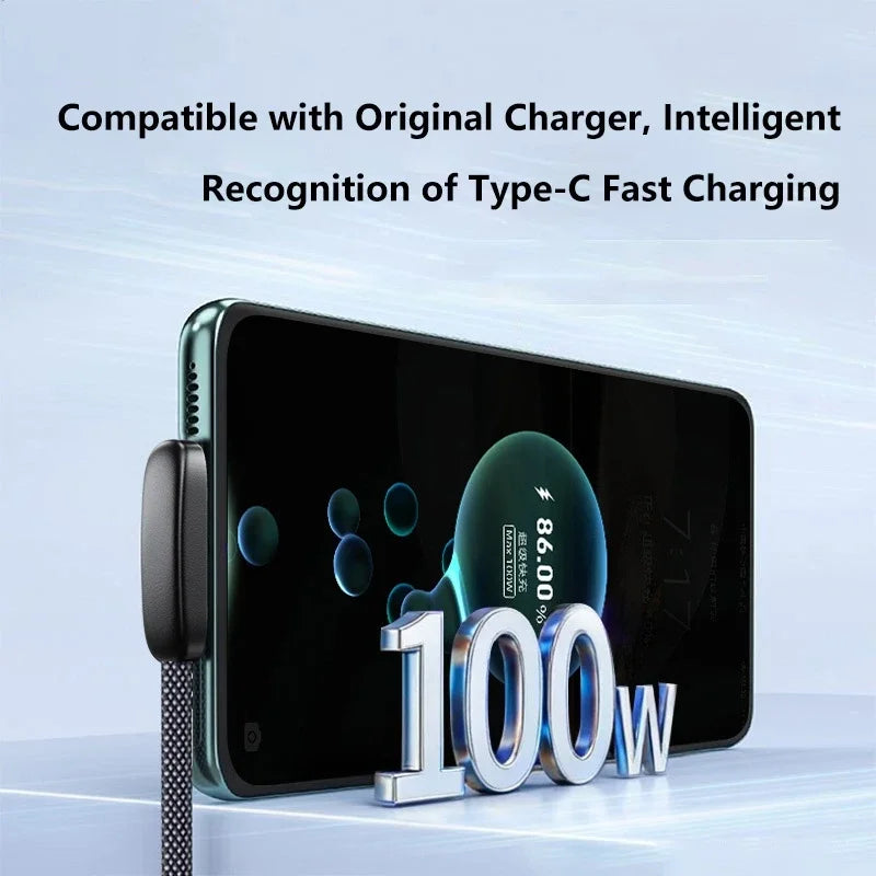 100W USB-A to USB-C 90° Fast Charging Braided Cable | 6A
