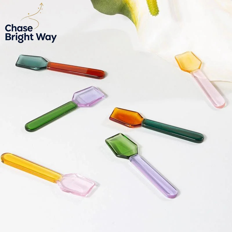 Colorful Borosilicate Glass Dessert Spoon – Short Handle Gift