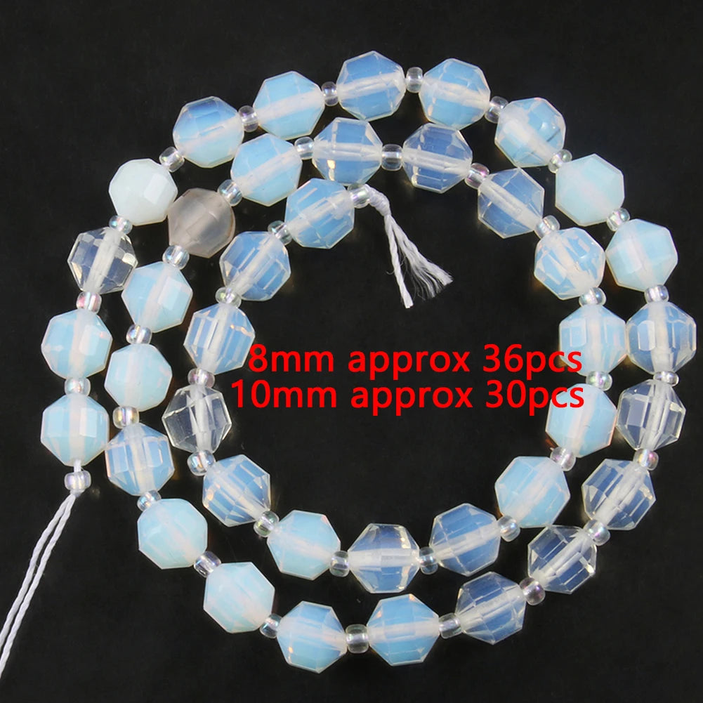 White Opalite Stone Beads 8mm Round Rondelle – DIY Jewelry Making