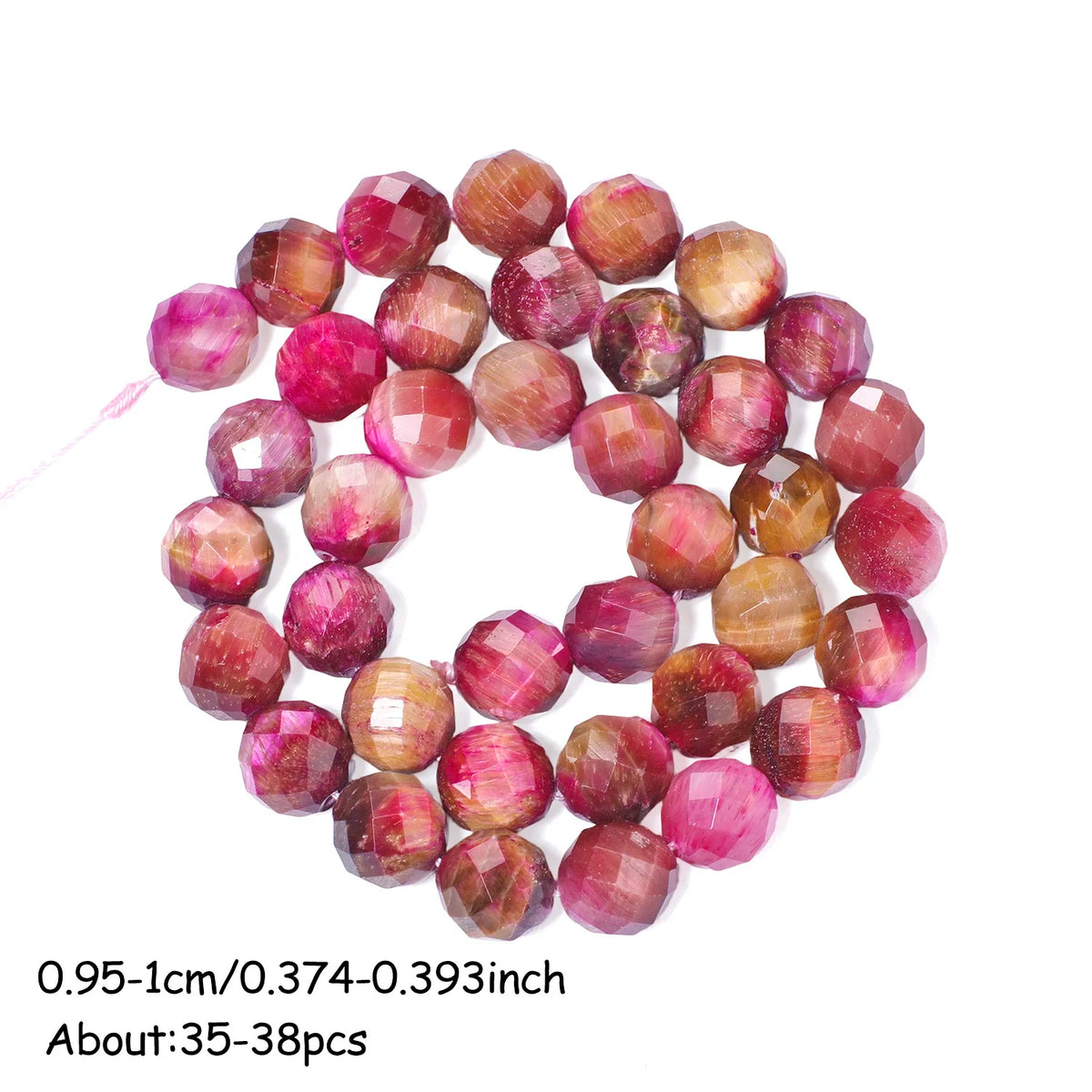 Rose Red Tiger Eye Stone Beads – AAA Faceted Round Loose Spacer