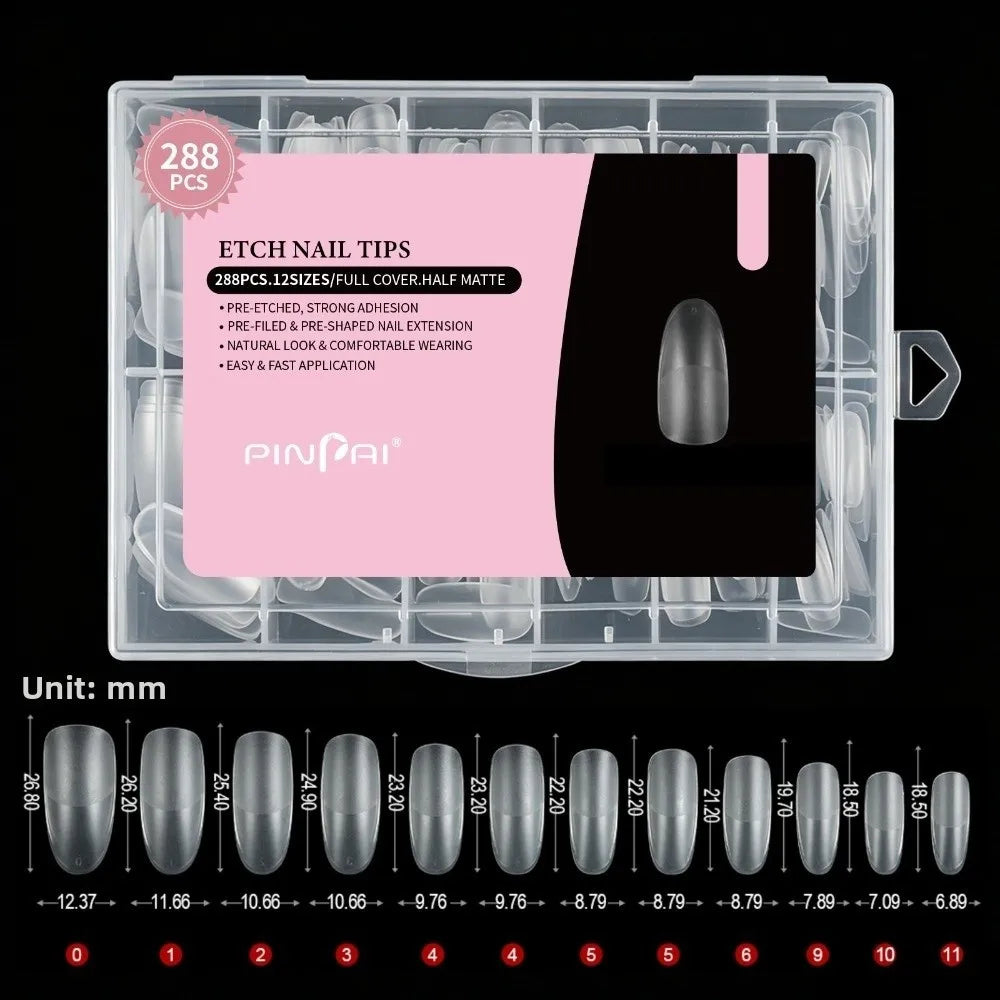 288pcs Ultra-Thin Soft Gel Nail Tips – Full Cover Extension Set