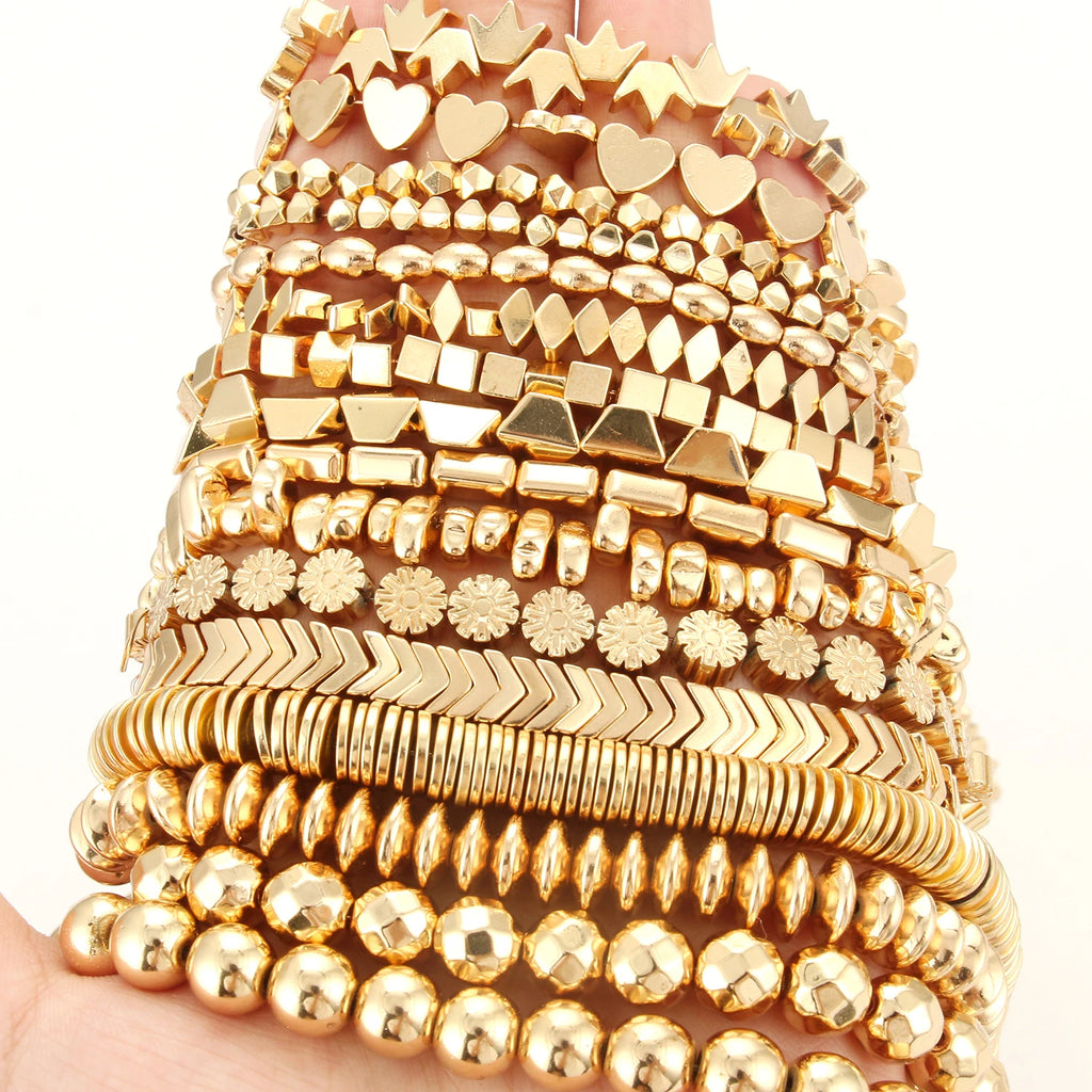 14K Gold Plated Hematite Spacer Beads – DIY Jewelry Making
