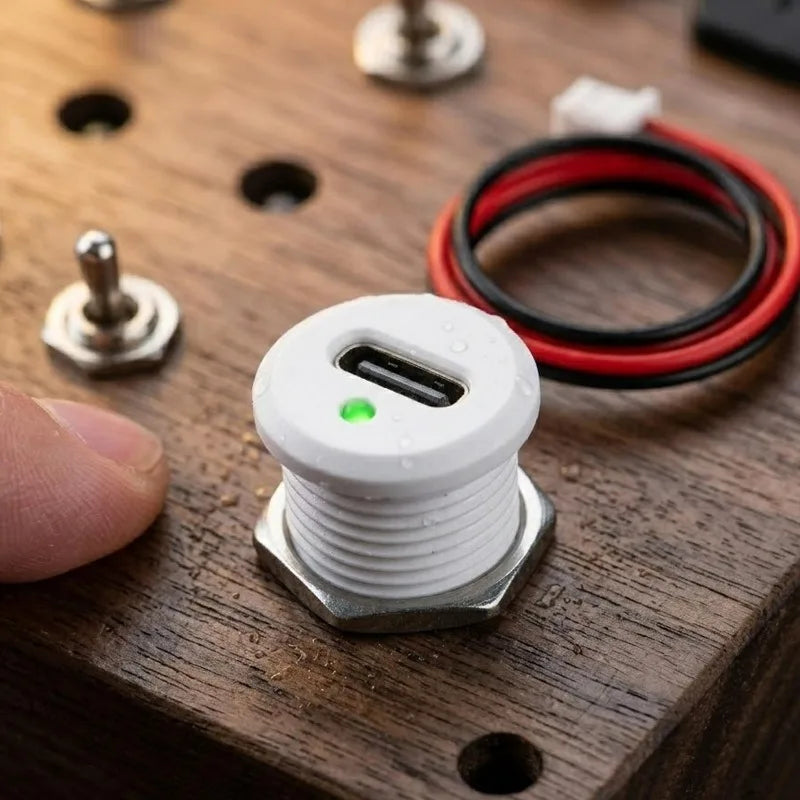Waterproof USB-C Panel Mount Connector | Snap-In Car Dashboard