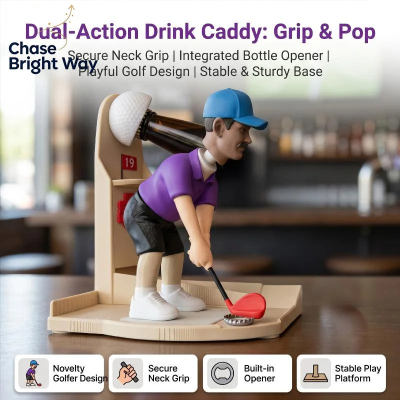 Golfer Shaped Bottle Opener with Cap Collector | Bar Decor