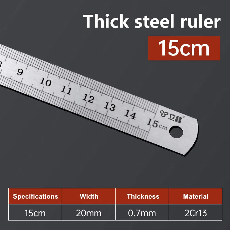 Satin Chrome Stainless Steel Machinist Ruler – MM Scale