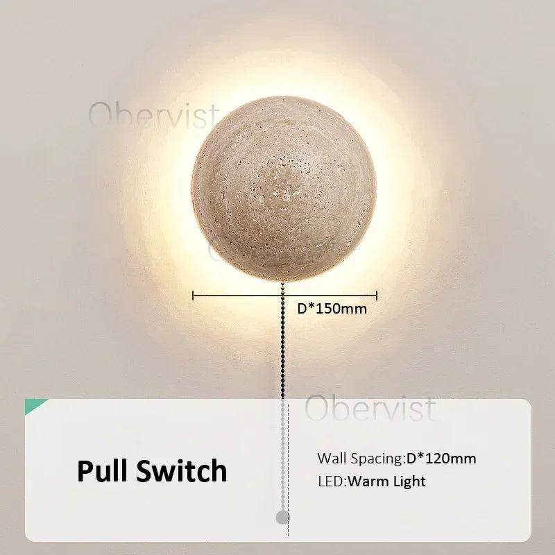 Travertine Stone LED Wall Sconce – Wabi Sabi Natural Light