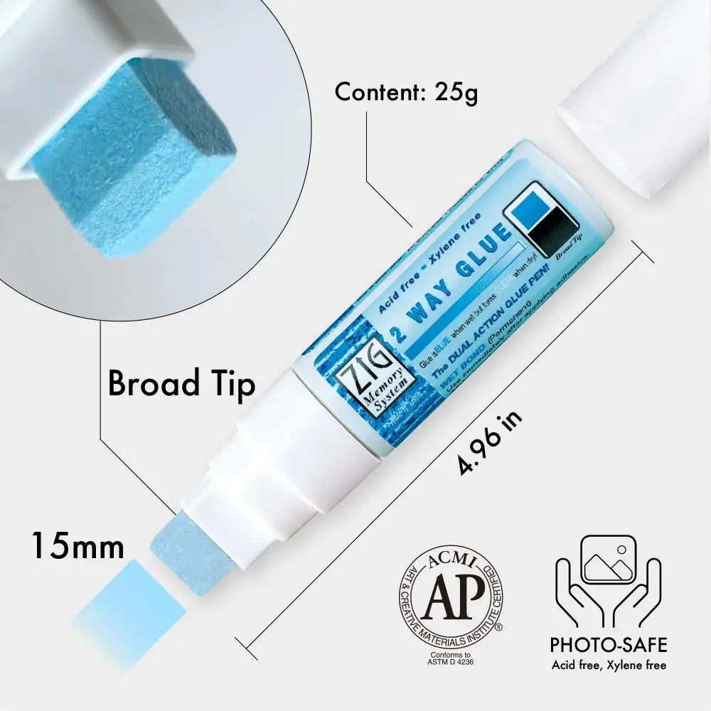 ZIG Kuretake 2-Way Glue Pen 1mm–15mm | Craft Adhesive
