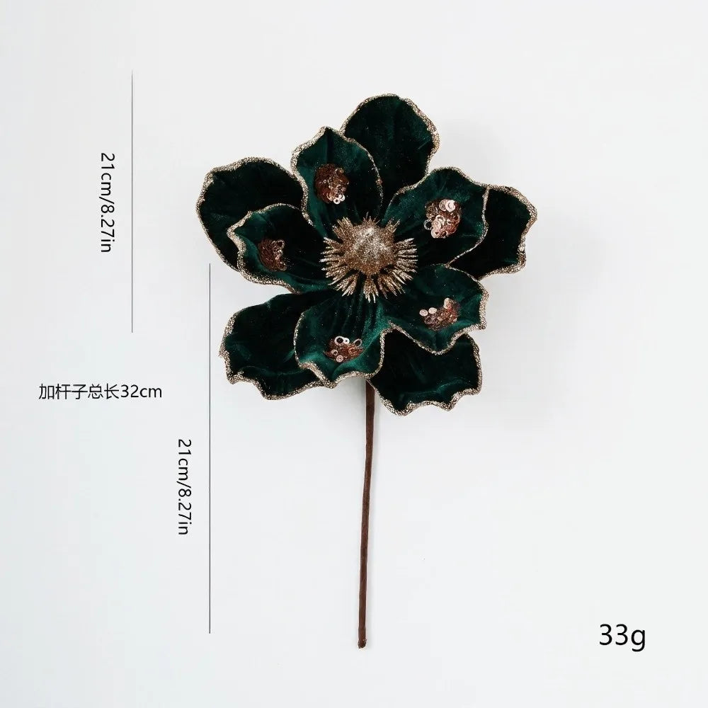 Glitter Artificial Poinsettia Flower 21cm – Christmas Décor