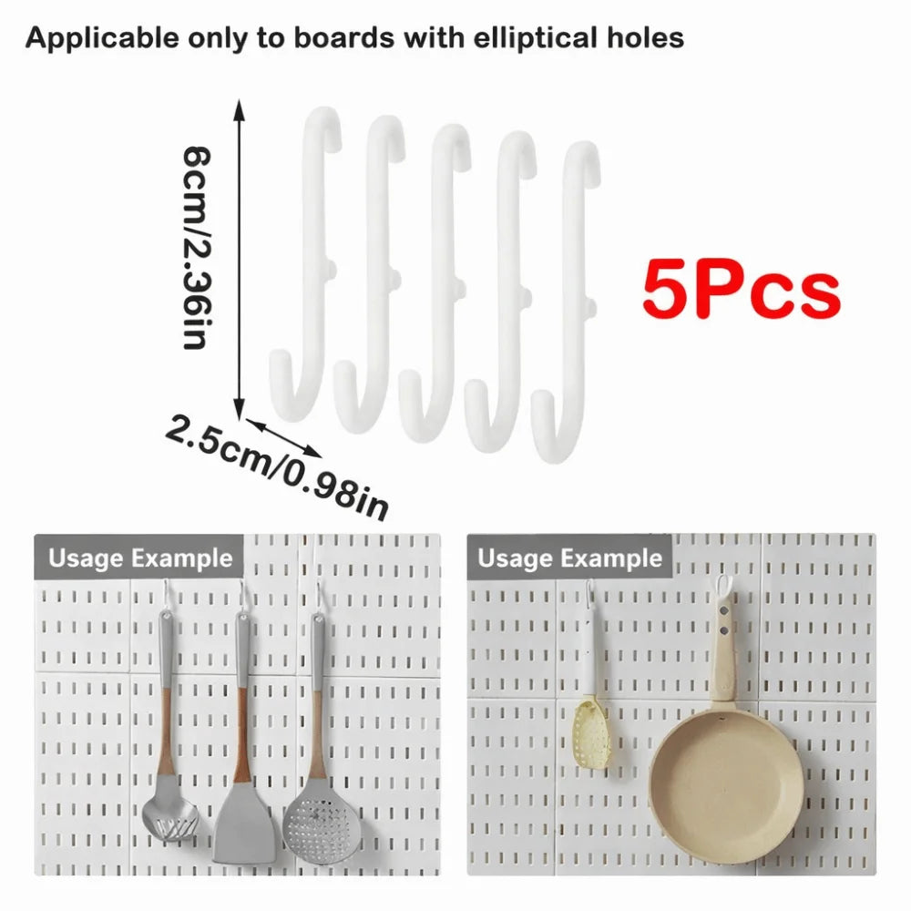 Wall-Mounted Pegboard Storage Organizer with Hooks | No-Drill