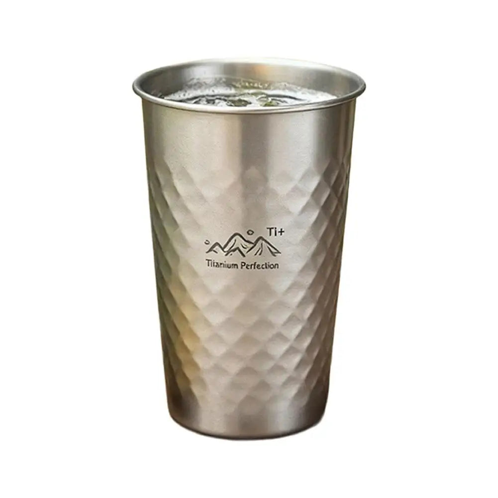 Titanium-Finish Stainless Steel Camping Cup 350–600ml | 1–3 Pack