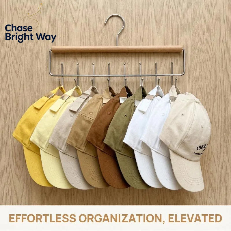 Wooden Multi-Hook Hanger – Closet Organizer for Belts & Scarves
