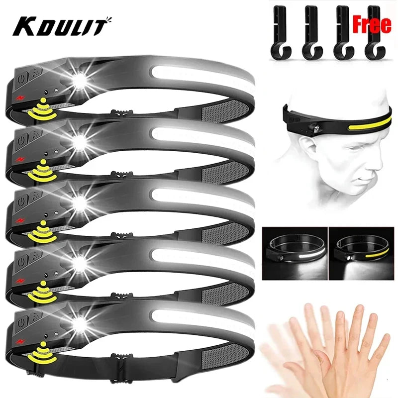Sensor LED Headlamp Rechargeable – 6 Modes, 230° Wide Beam