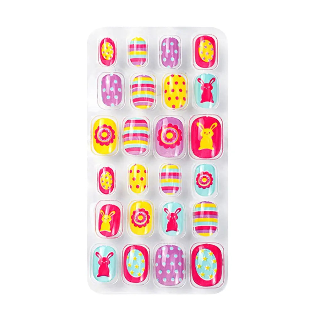 24-Pc Cartoon Y2K Press-On False Nails | Short Square Full Cover