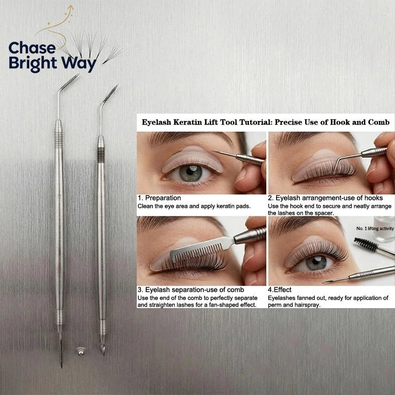 Stainless Steel Eyelash Comb & Perming Stick – Dual Head