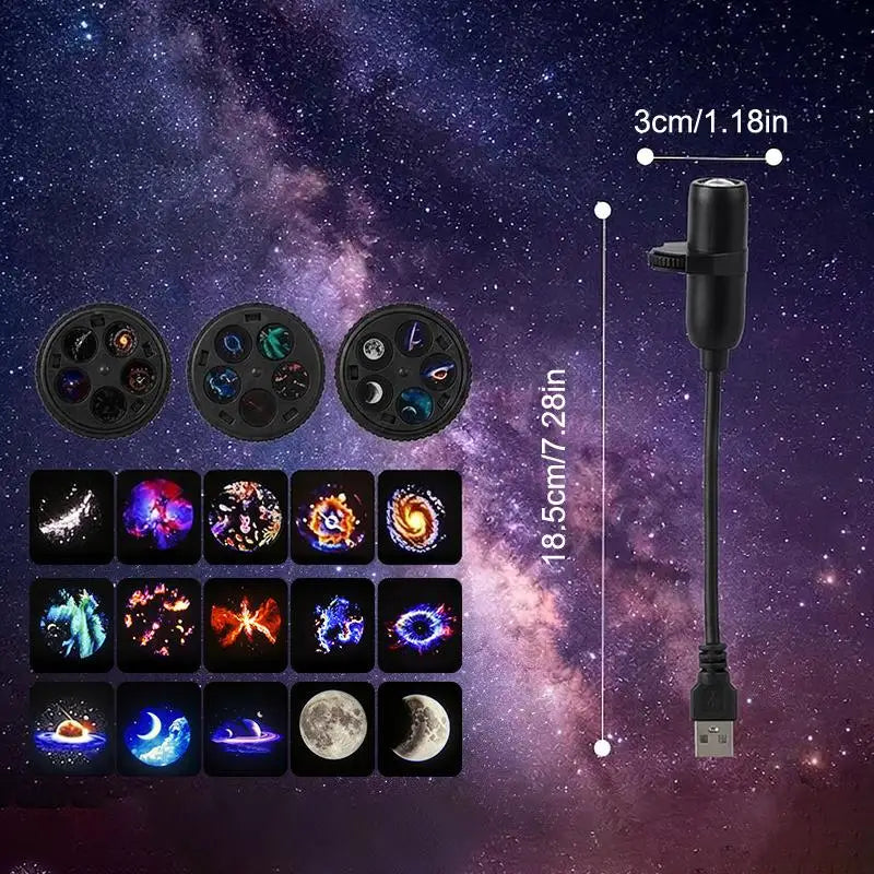 USB Galaxy Projector – Multi-Planet Patterns, Flexible Gooseneck