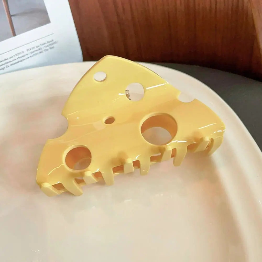 Yellow Cheese Hair Claw Clip – Cute Plastic Triangle Hairpin