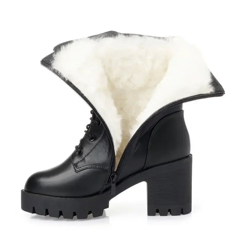 LEDP Women's Mid-Calf Platform Boots – Square Heel & Zip