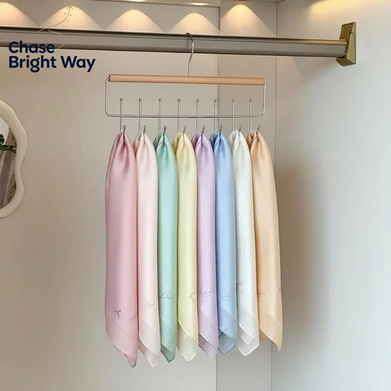 Wooden Multi-Hook Hanger – Closet Organizer for Belts & Scarves