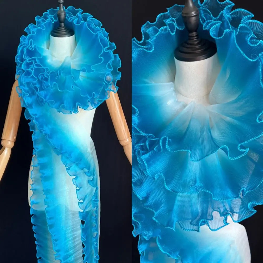 2-Yard Flounce Wave Lace Fabric 12cm – Gradient Mesh Organza