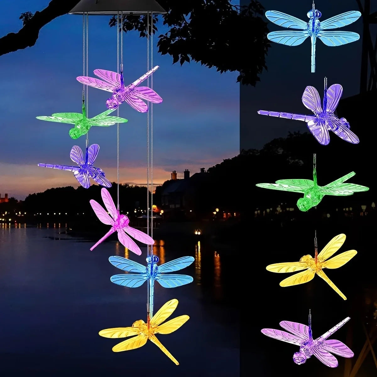 Solar Color Changing Wind Chime Light – Butterfly & Hummingbird