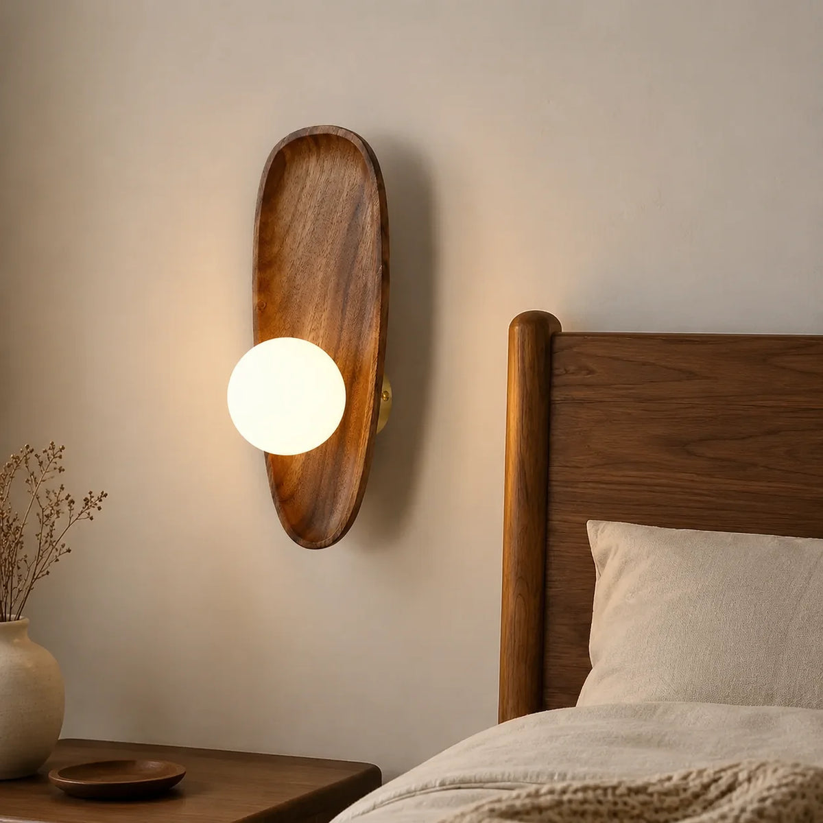 Vintage Wooden Glass LED Wall Sconce | E27 Touch Switch