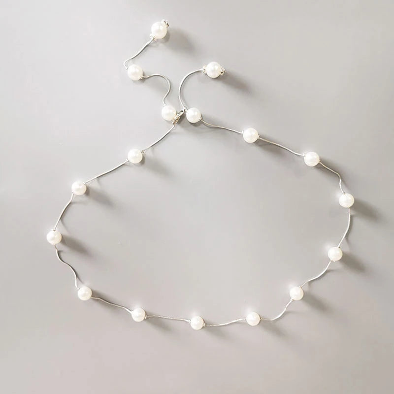 Pearl Chain Belt for Women – Adjustable Metal Waist Belt