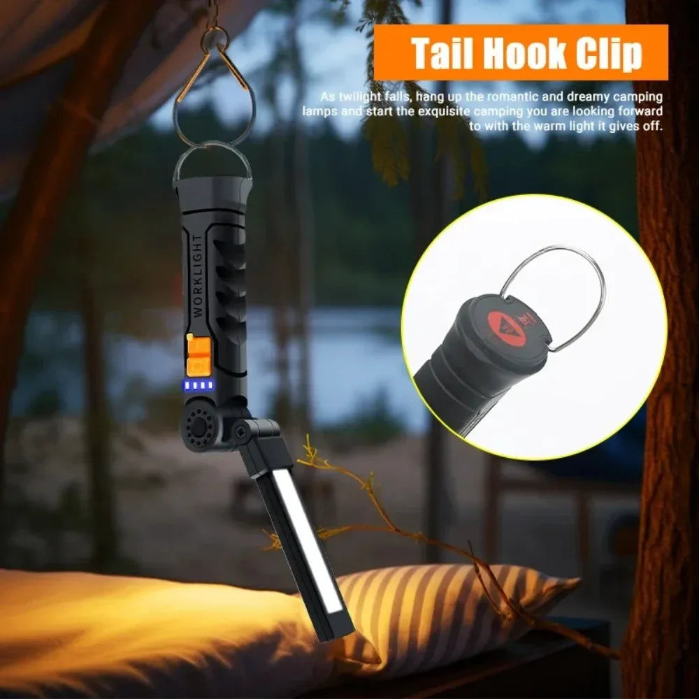 USB Rechargeable COB LED Work Light – 360° Magnetic Flashlight