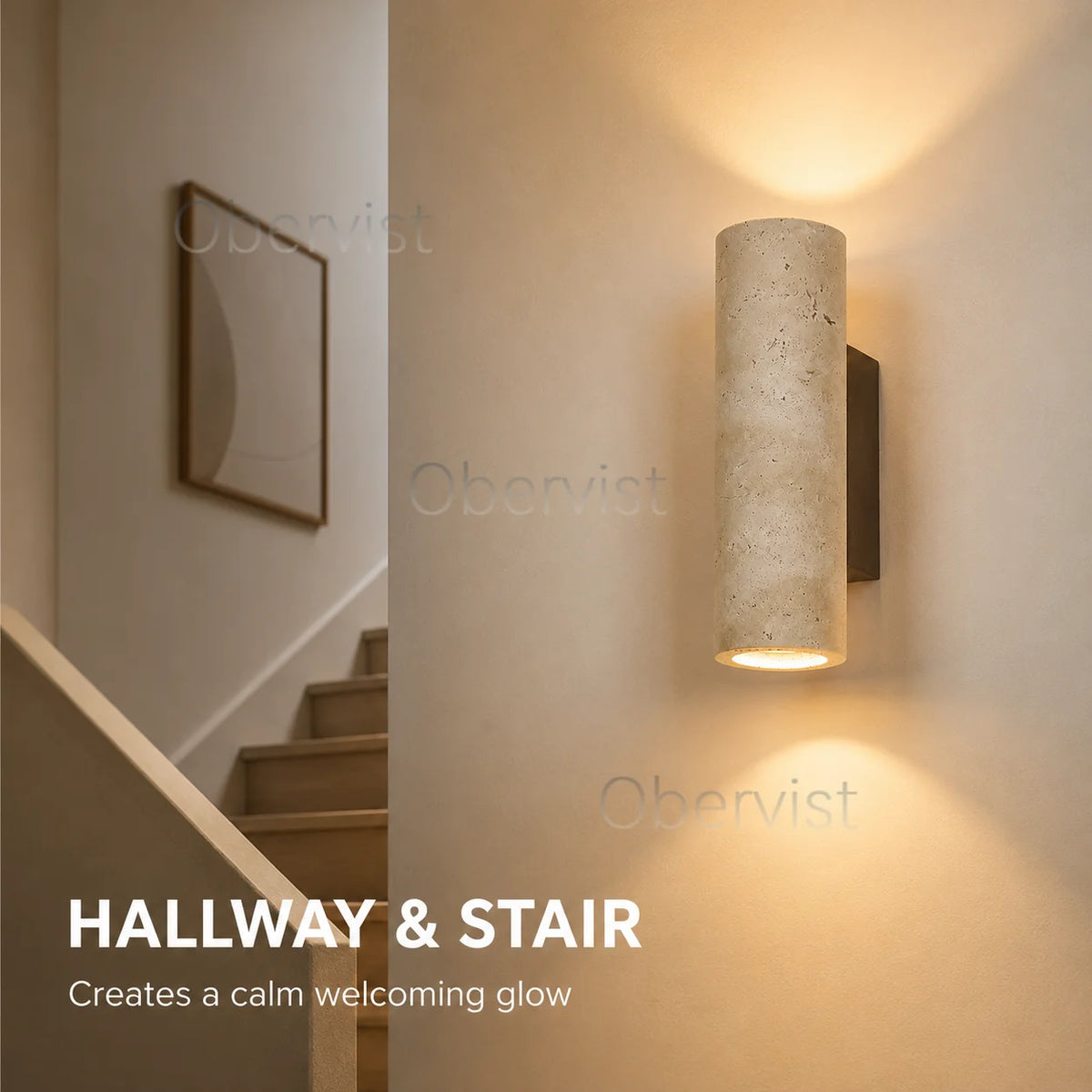 Yellow Travertine Wall Sconce – Vintage Wood Accent Bedside Lamp