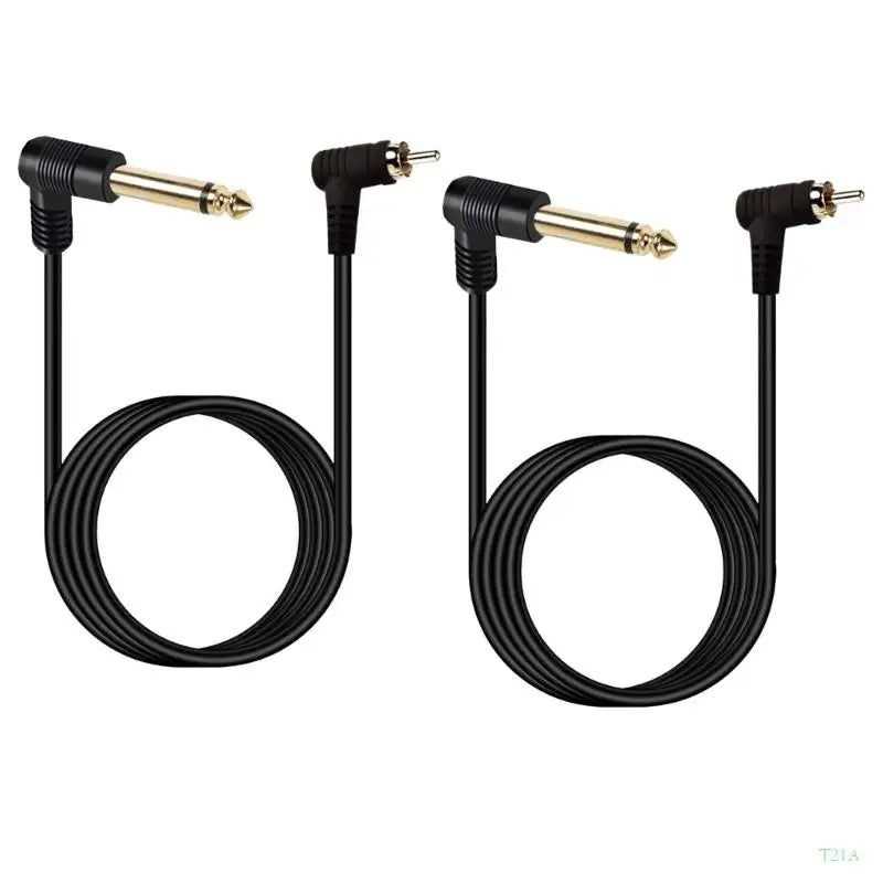 RCA to 6.35mm Stereo Cable 2M – Gold-Tipped Right-Angle Cord