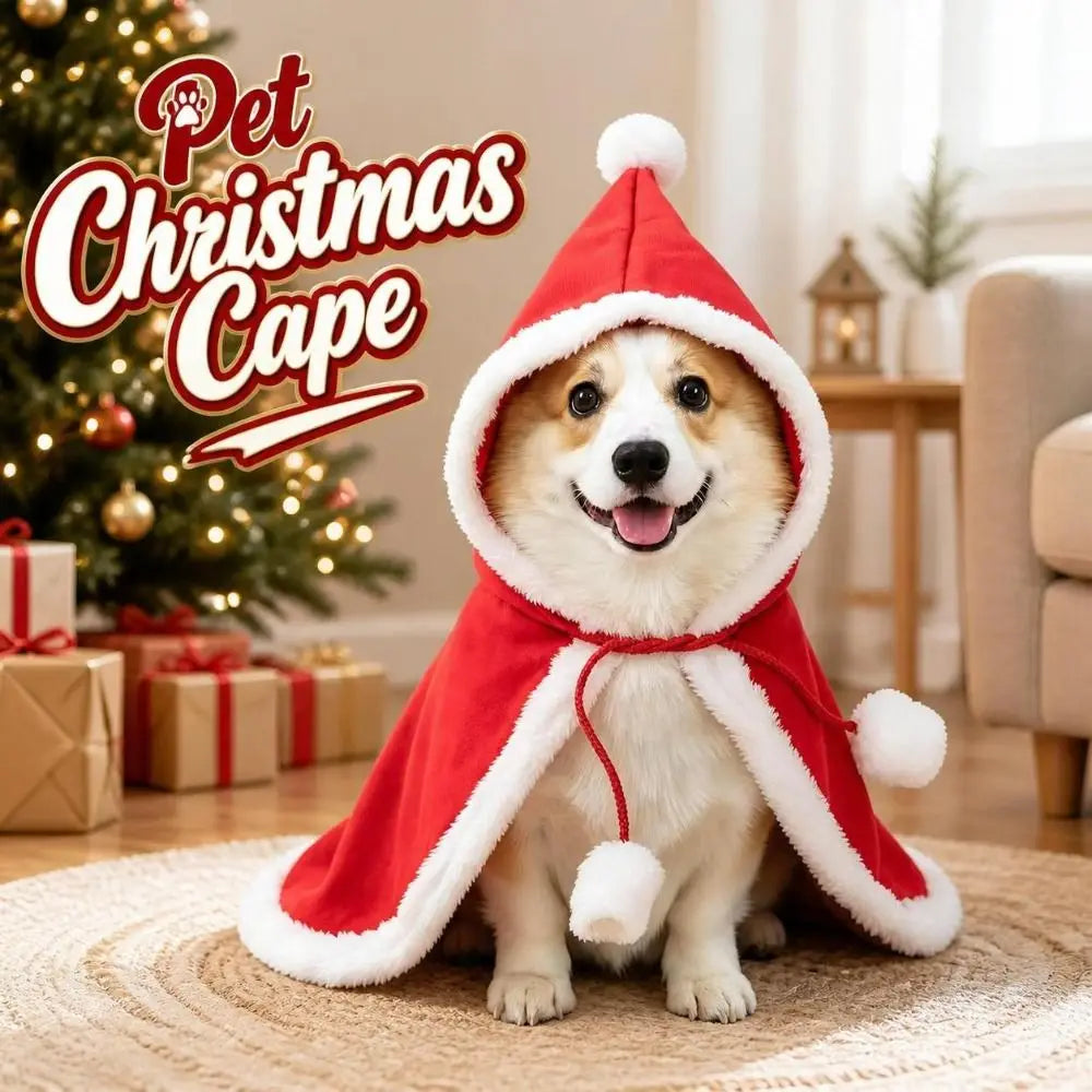 Festive Pet Christmas Cape – Soft Adjustable Holiday Cloak