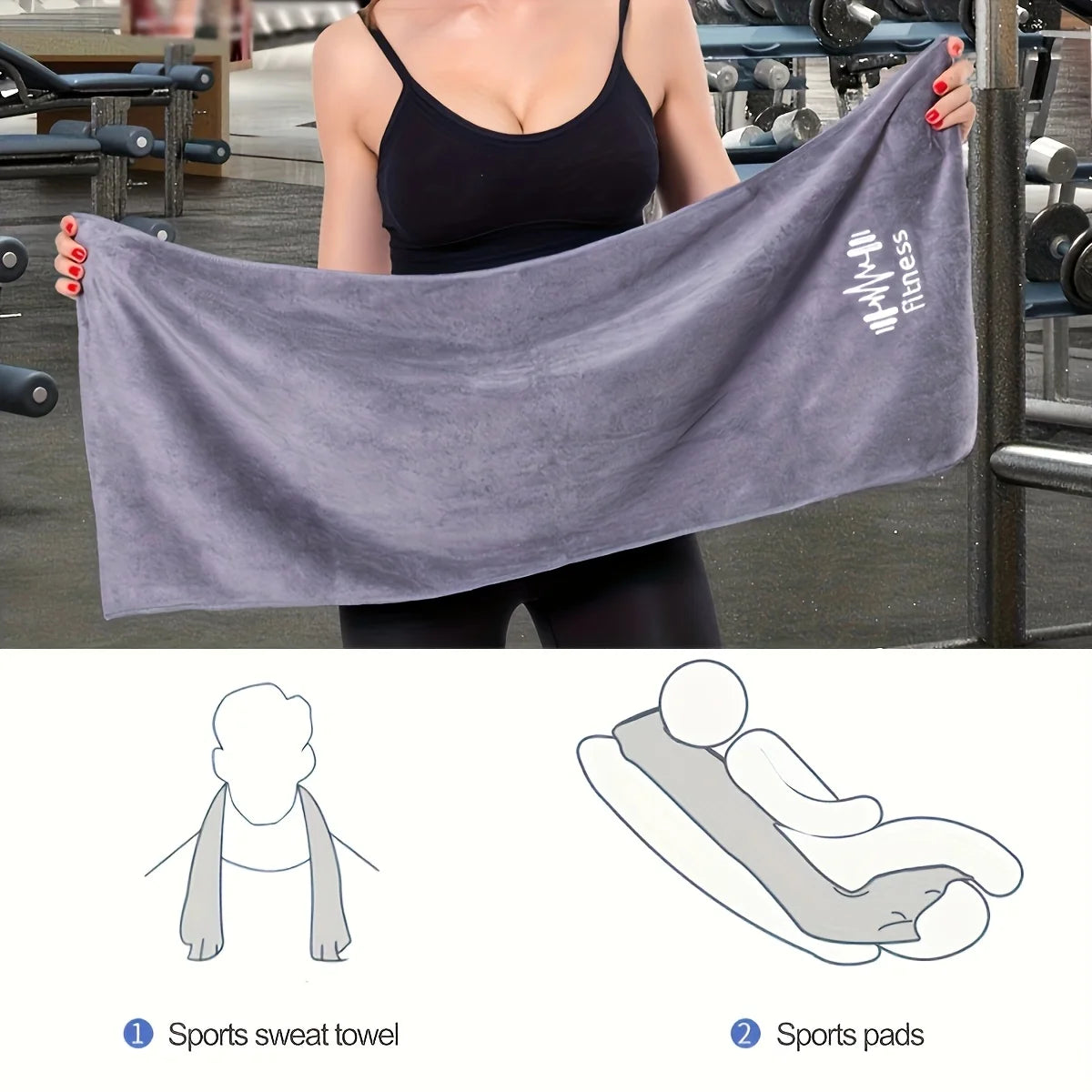 Sports Fitness Towel with Pocket | Soft Absorbent Polyester