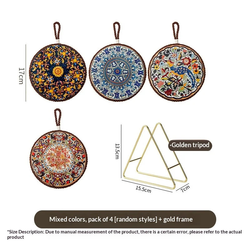 Vintage Ceramic Trivet Mat – Heat Resistant Non-Slip Table Pad