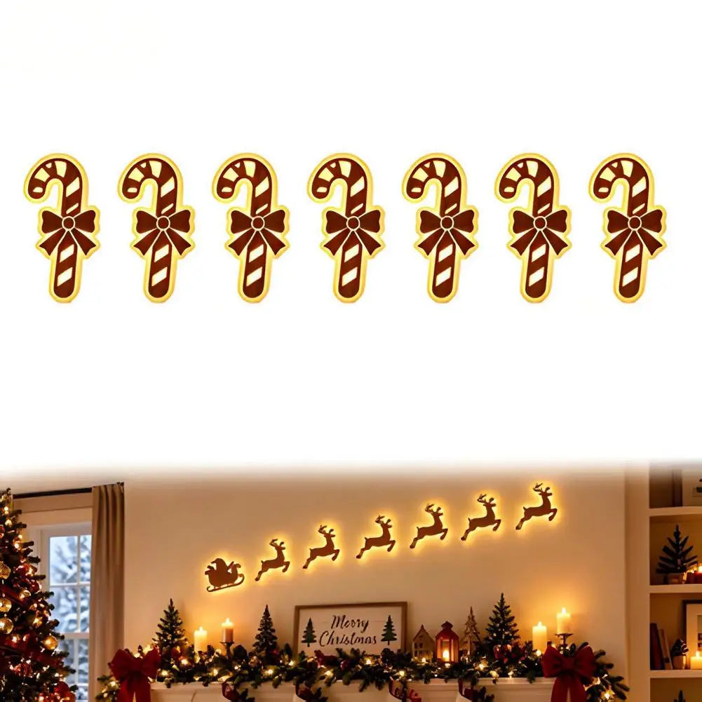 LED Glowing Wooden Reindeer Wall Décor – 7-Piece Christmas Set