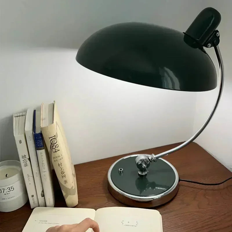 Vintage Bauhaus Adjustable LED Desk Lamp – Black, White, Green
