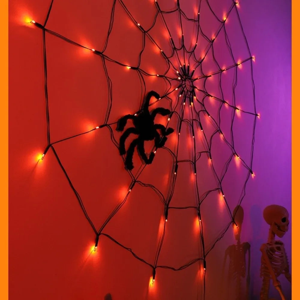 Halloween Spider Web String Light – 70 LED Net Light 1.2M