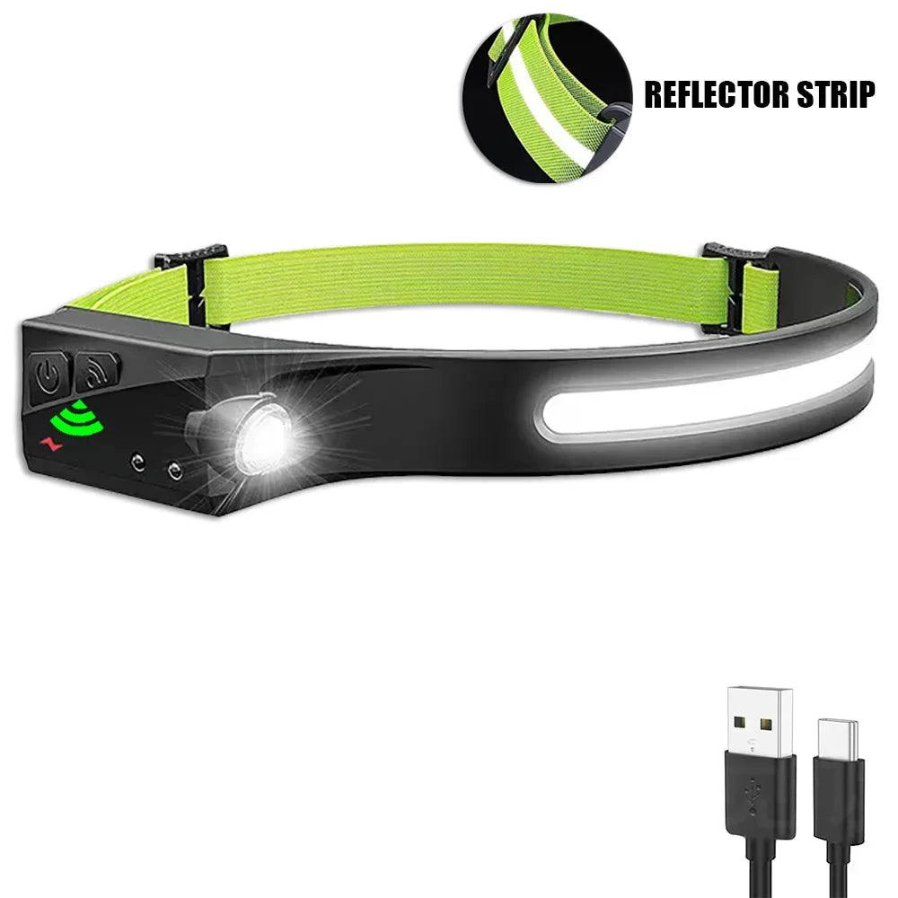 Sensor LED Headlamp Rechargeable – 6 Modes, 230° Wide Beam