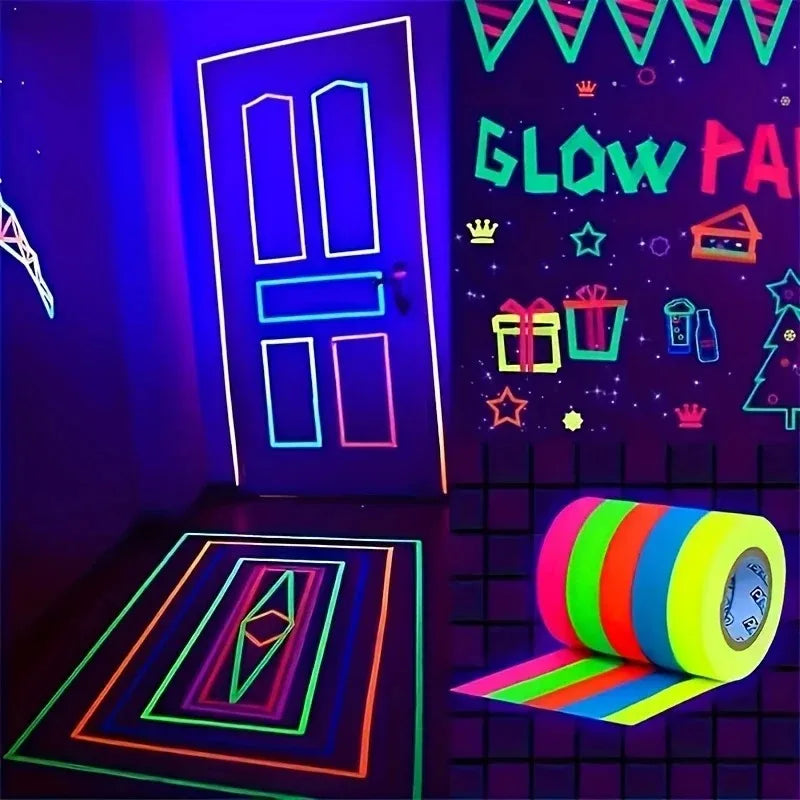 Six-Color Neon UV Blacklight Tape Set – Fluorescent Party Tape