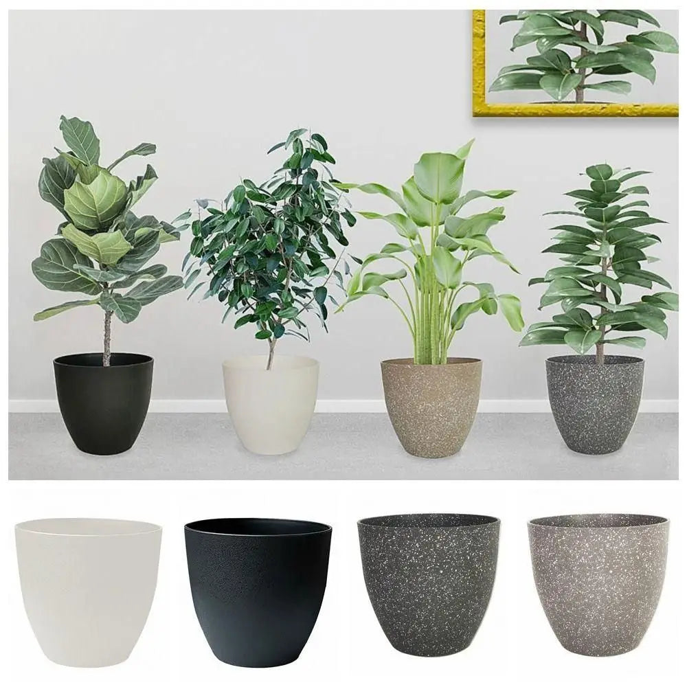 Frosted Plastic Bonsai Pot – Imitation Stone Succulent Planter